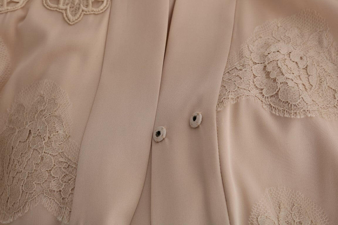Dolce & Gabbana Beige Floral Applique Lace Kaftan Dress -   -  Dolce & Gabbana.