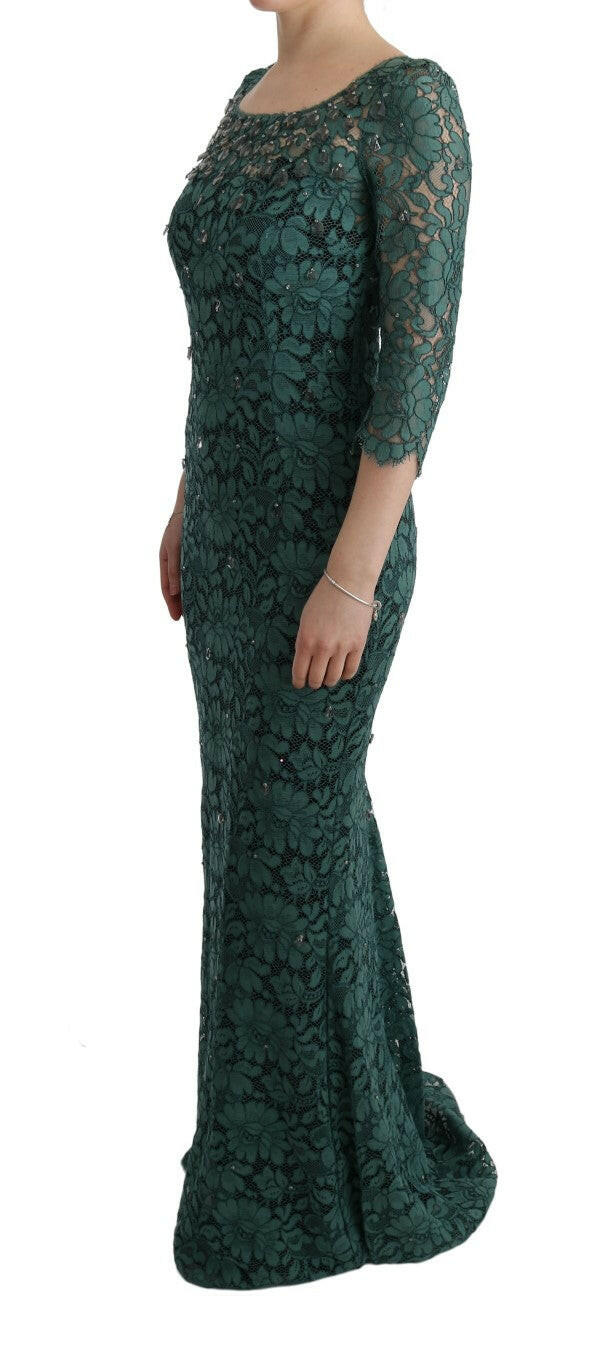 Dolce & Gabbana Green Floral Crystal Ricamo Sheath Dress -   -  Dolce & Gabbana.