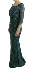Dolce & Gabbana Green Floral Crystal Ricamo Sheath Dress -   -  Dolce & Gabbana.