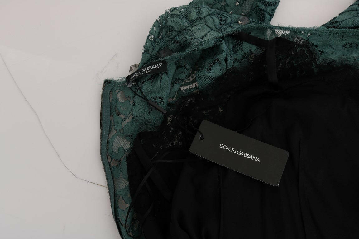 Dolce & Gabbana Green Floral Crystal Ricamo Sheath Dress -   -  Dolce & Gabbana.