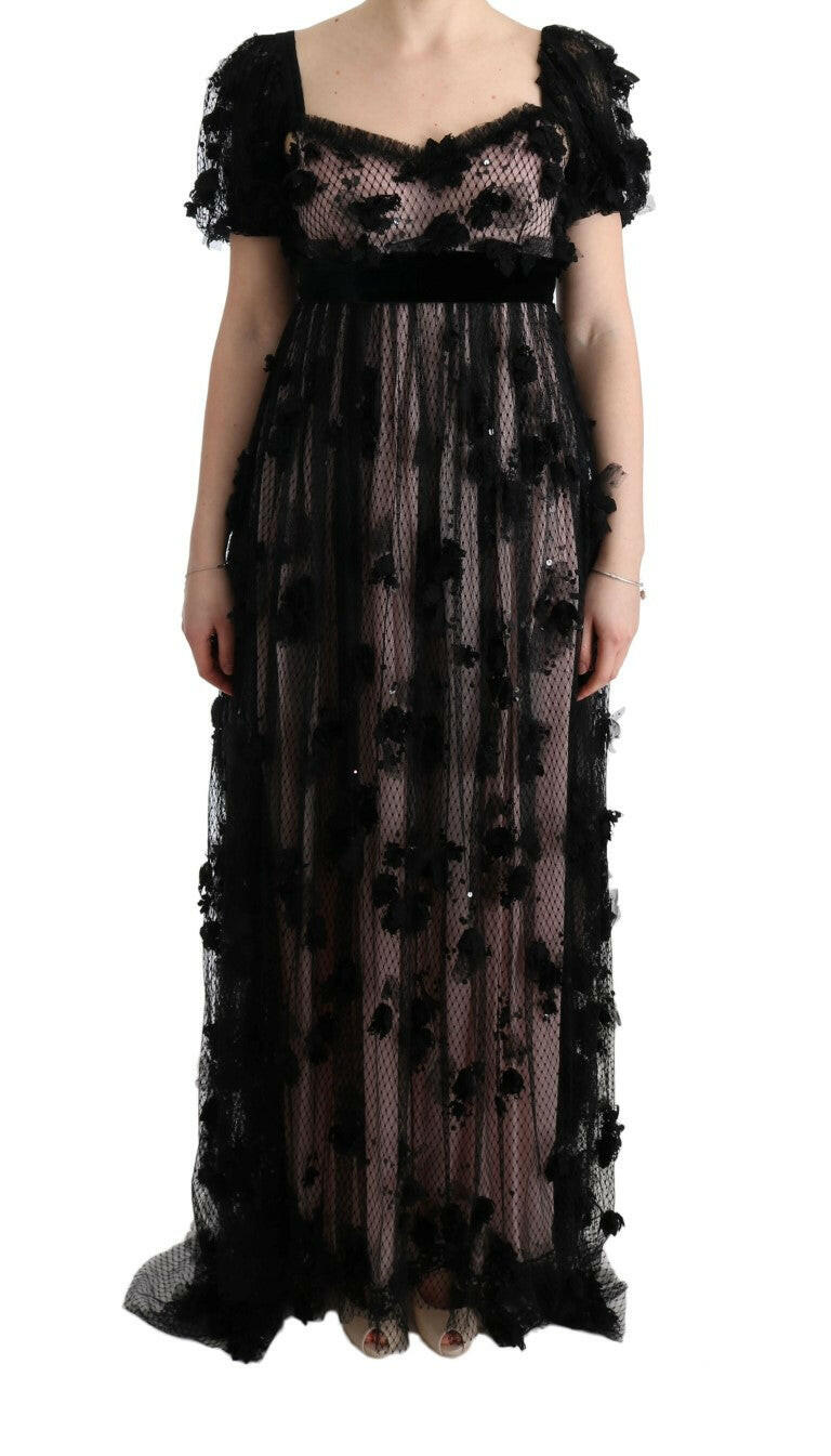 Dolce & Gabbana Black Pink Silk Applique Shift Dress -   -  Dolce & Gabbana.