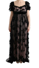 Dolce & Gabbana Black Pink Silk Applique Shift Dress -   -  Dolce & Gabbana.
