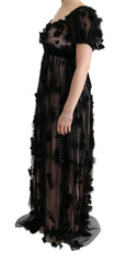 Dolce & Gabbana Black Pink Silk Applique Shift Dress -   -  Dolce & Gabbana.