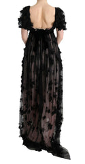 Dolce & Gabbana Black Pink Silk Applique Shift Dress -   -  Dolce & Gabbana.