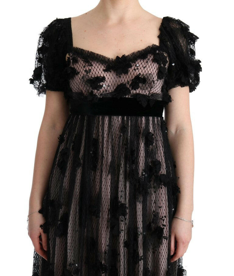 Dolce & Gabbana Black Pink Silk Applique Shift Dress -   -  Dolce & Gabbana.