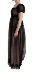 Dolce & Gabbana Black Pink Silk Long Shift Dress -   -  Dolce & Gabbana.