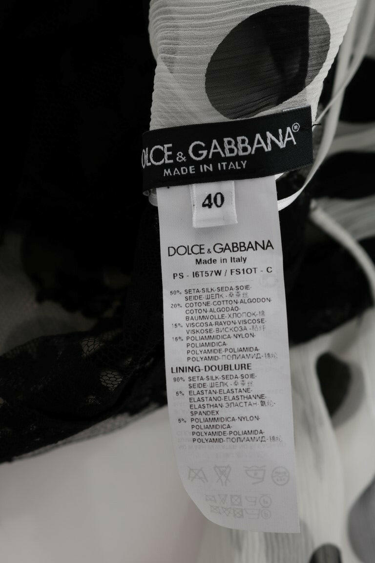 Dolce & Gabbana Black White Polka Dotted Floral Dress -   -  Dolce & Gabbana.