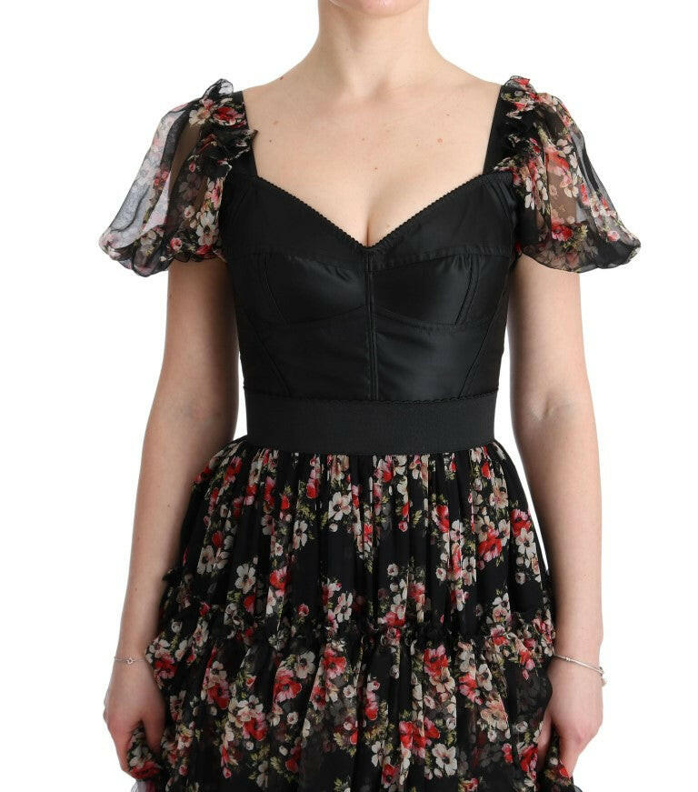 Dolce & Gabbana Multicolor Silk Stretch Floral Shift Long Dress -   -  Dolce & Gabbana.