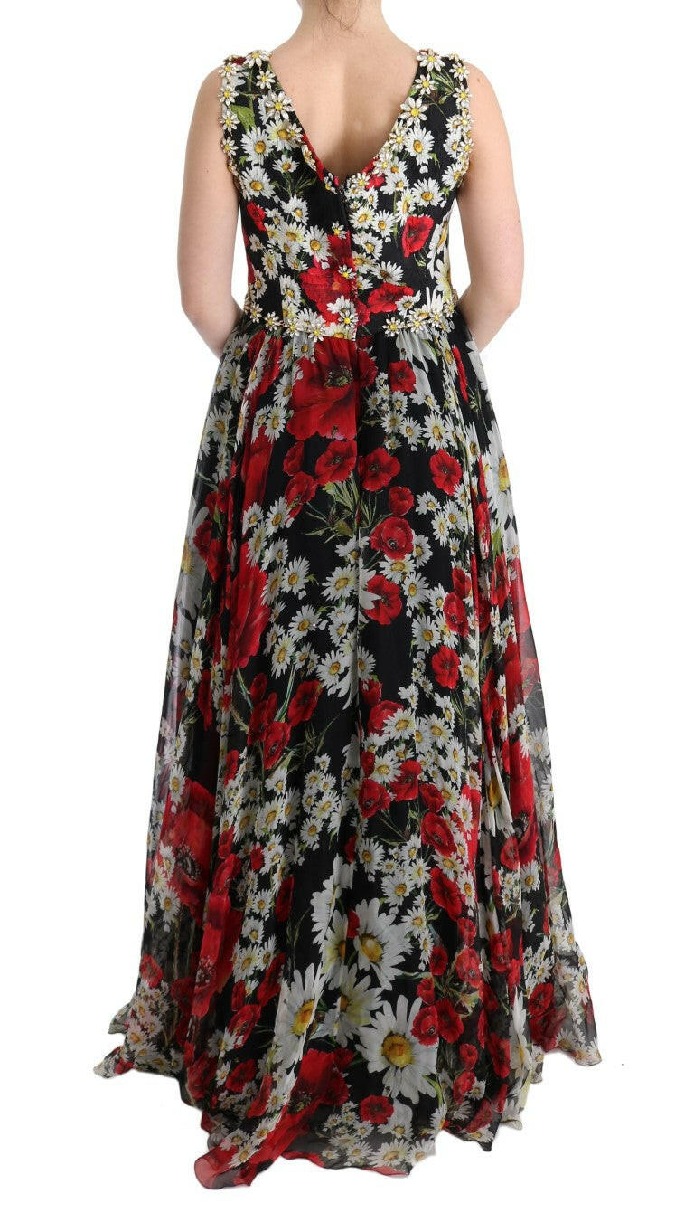 Dolce & Gabbana Multicolor Silk Floral Crystal Long Maxi Dress -   -  Dolce & Gabbana.