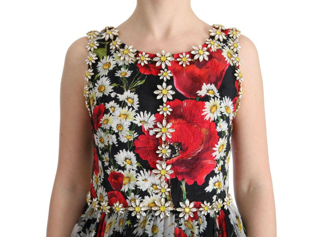 Dolce & Gabbana Multicolor Silk Floral Crystal Long Maxi Dress -   -  Dolce & Gabbana.