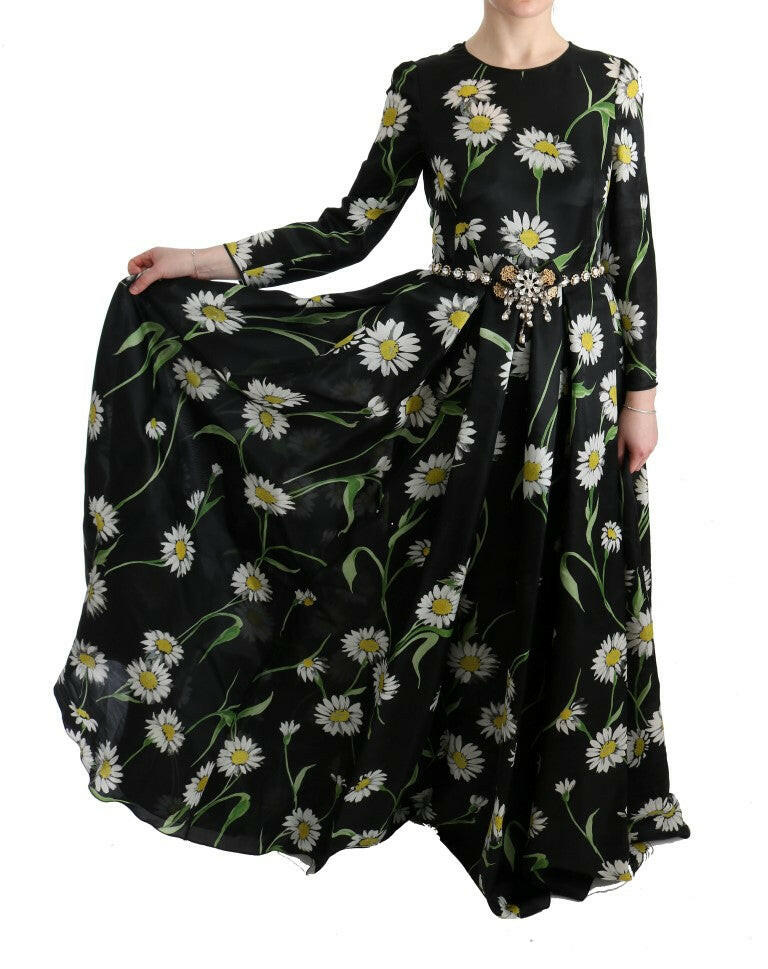 Dolce & Gabbana Multicolor Silk Sunflower Print Long Maxi Dress -   -  Dolce & Gabbana.