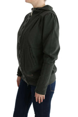 Exte Gray Top Hooded Cotton Zipper Sweater -   -  Exte.