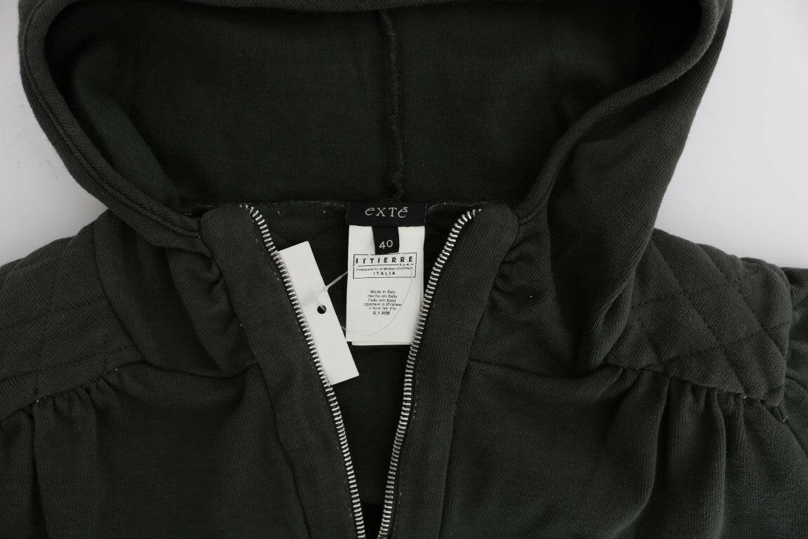 Exte Gray Top Hooded Cotton Zipper Sweater -   -  Exte.