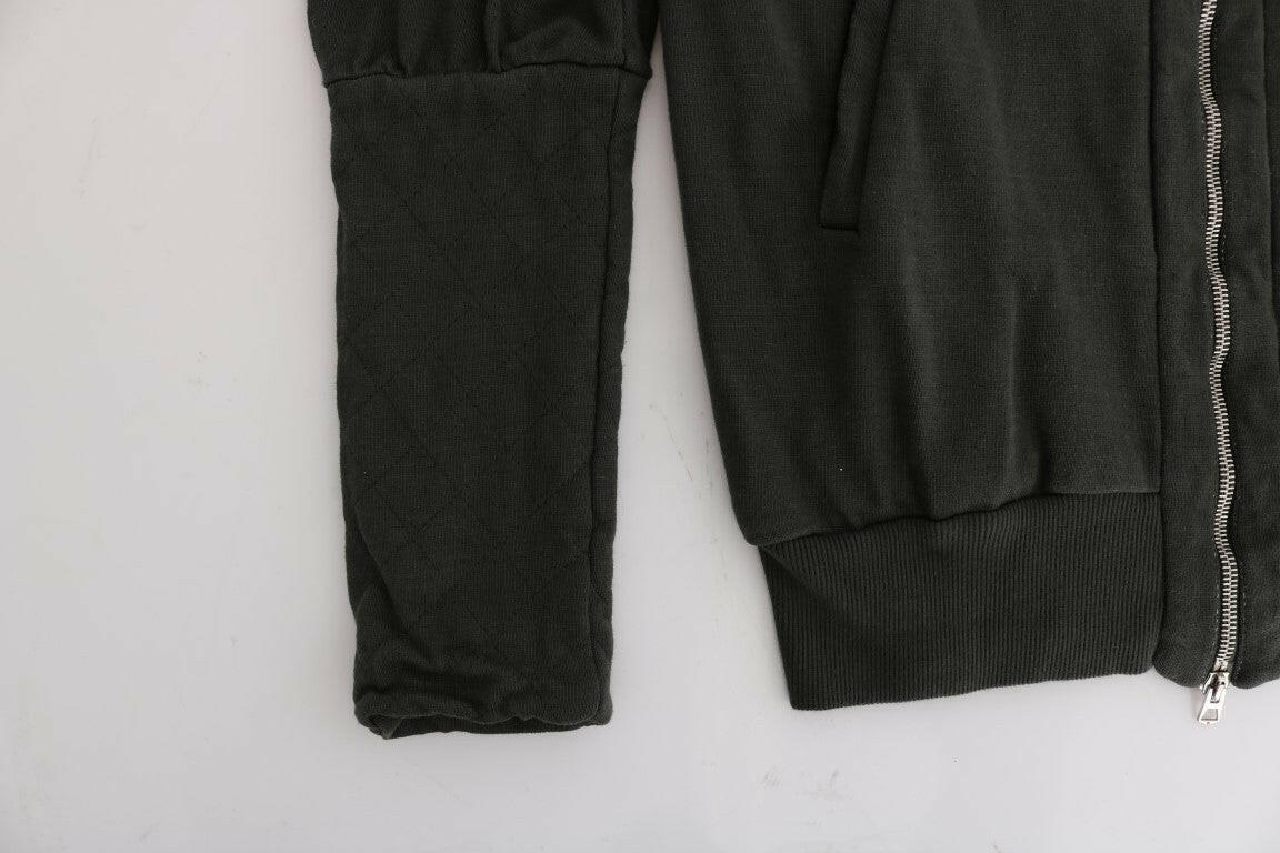 Exte Gray Top Hooded Cotton Zipper Sweater -   -  Exte.
