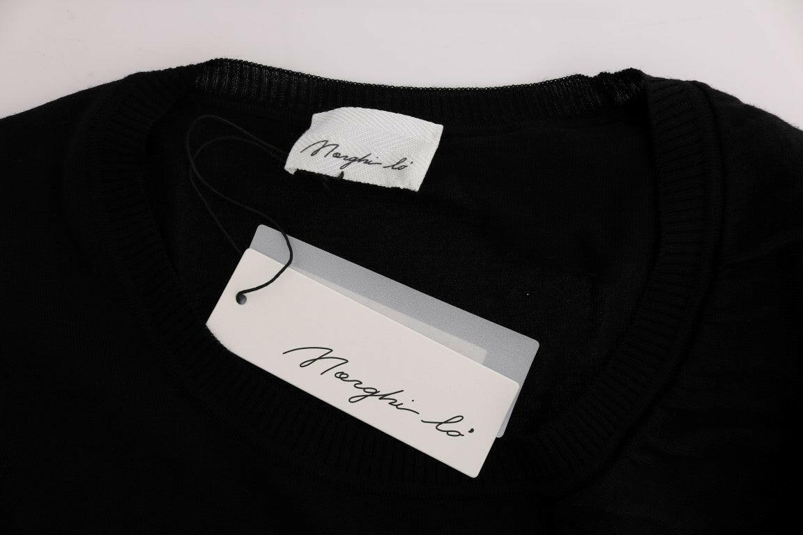 MARGHI LO' Black 100% Lana Wool Top Blouse T-shirt -   -  MARGHI LO'.