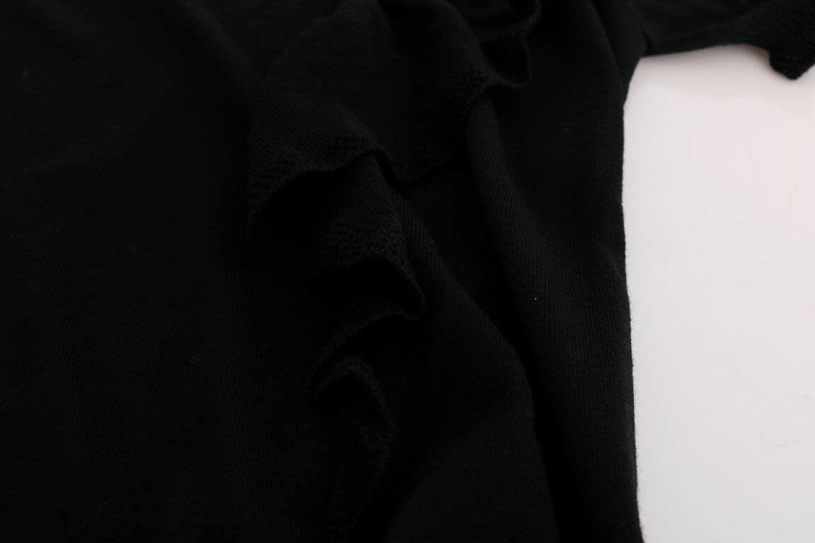 MARGHI LO' Black 100% Lana Wool Top Blouse T-shirt -   -  MARGHI LO'.
