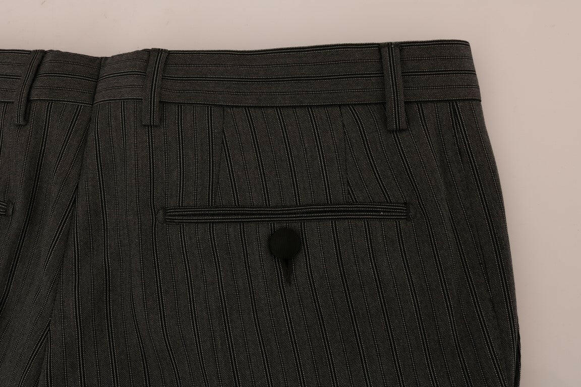 Dolce & Gabbana Gray Wool Striped Formal Pants -   -  Dolce & Gabbana.