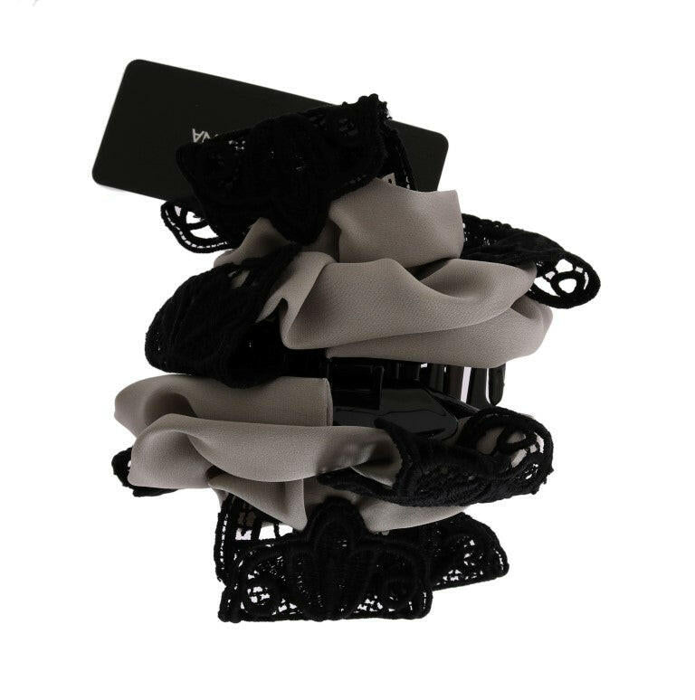 Dolce & Gabbana Gray Silk Black Lace Hair Claw -   -  Dolce & Gabbana.