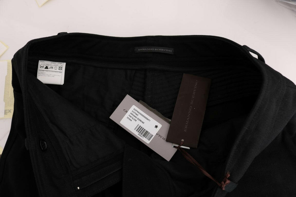 Ermanno Scervino Black Cotton Slim Fit Casual Pants -   -  Ermanno Scervino.
