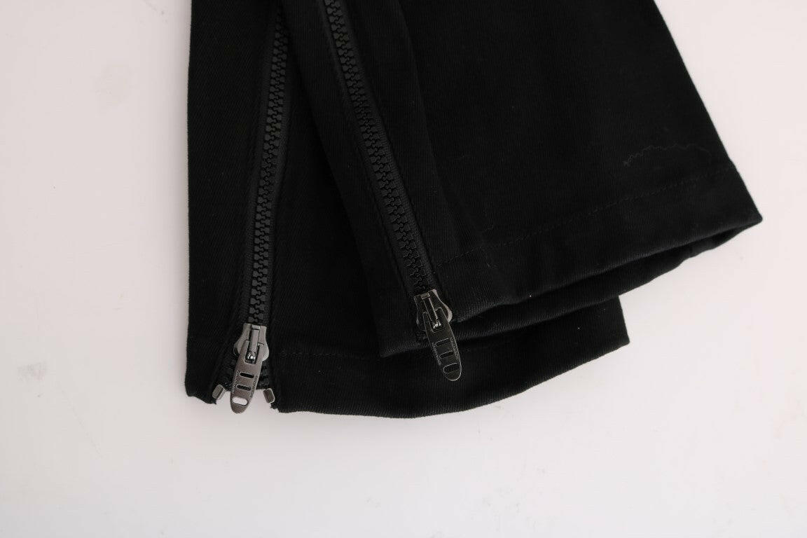 Ermanno Scervino Black Cotton Slim Fit Casual Pants -   -  Ermanno Scervino.