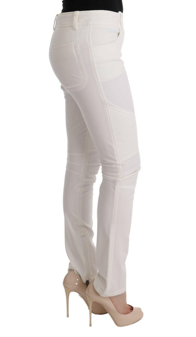 Ermanno Scervino White Cotton Slim Fit Casual Pants -   -  Ermanno Scervino.