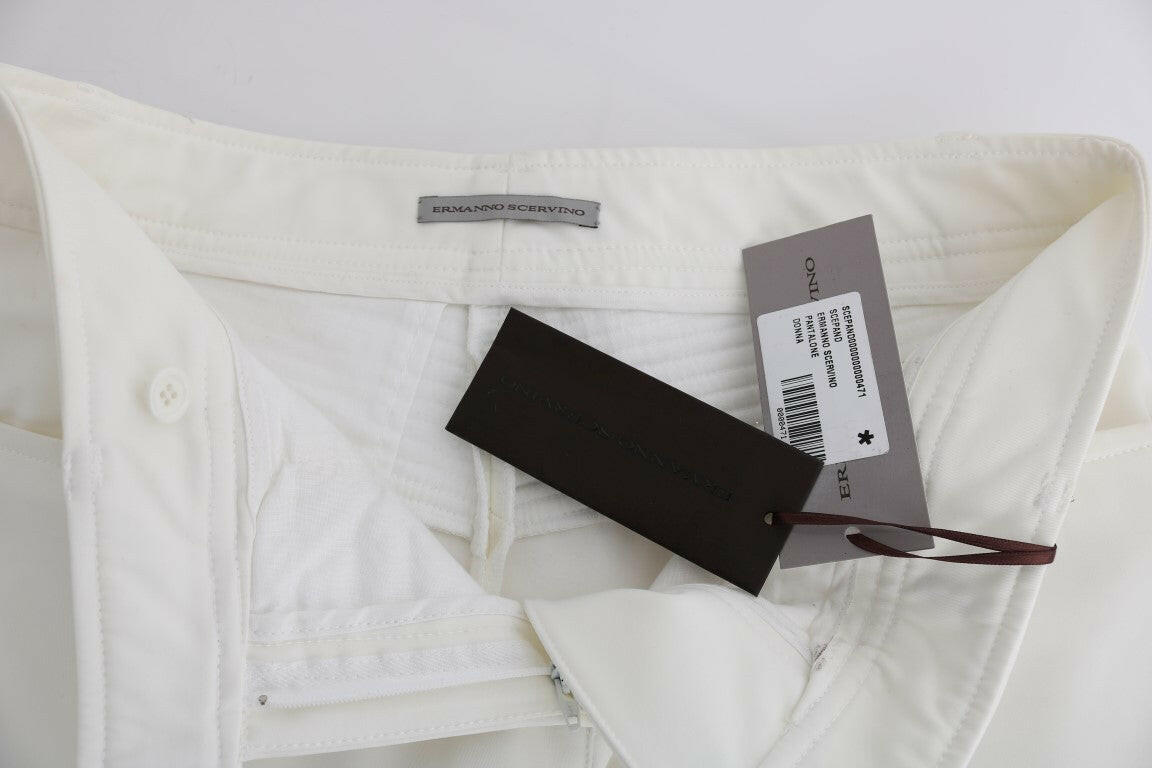 Ermanno Scervino White Cotton Slim Fit Casual Pants -   -  Ermanno Scervino.