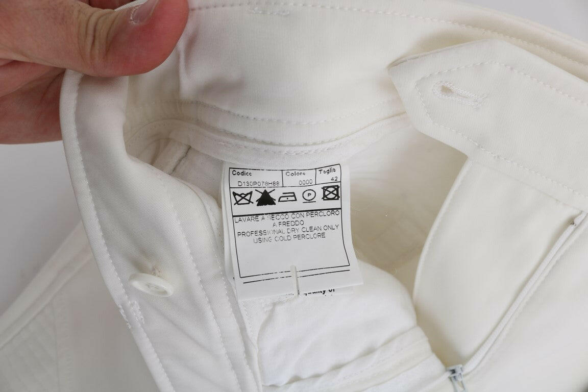 Ermanno Scervino White Cotton Slim Fit Casual Pants -   -  Ermanno Scervino.