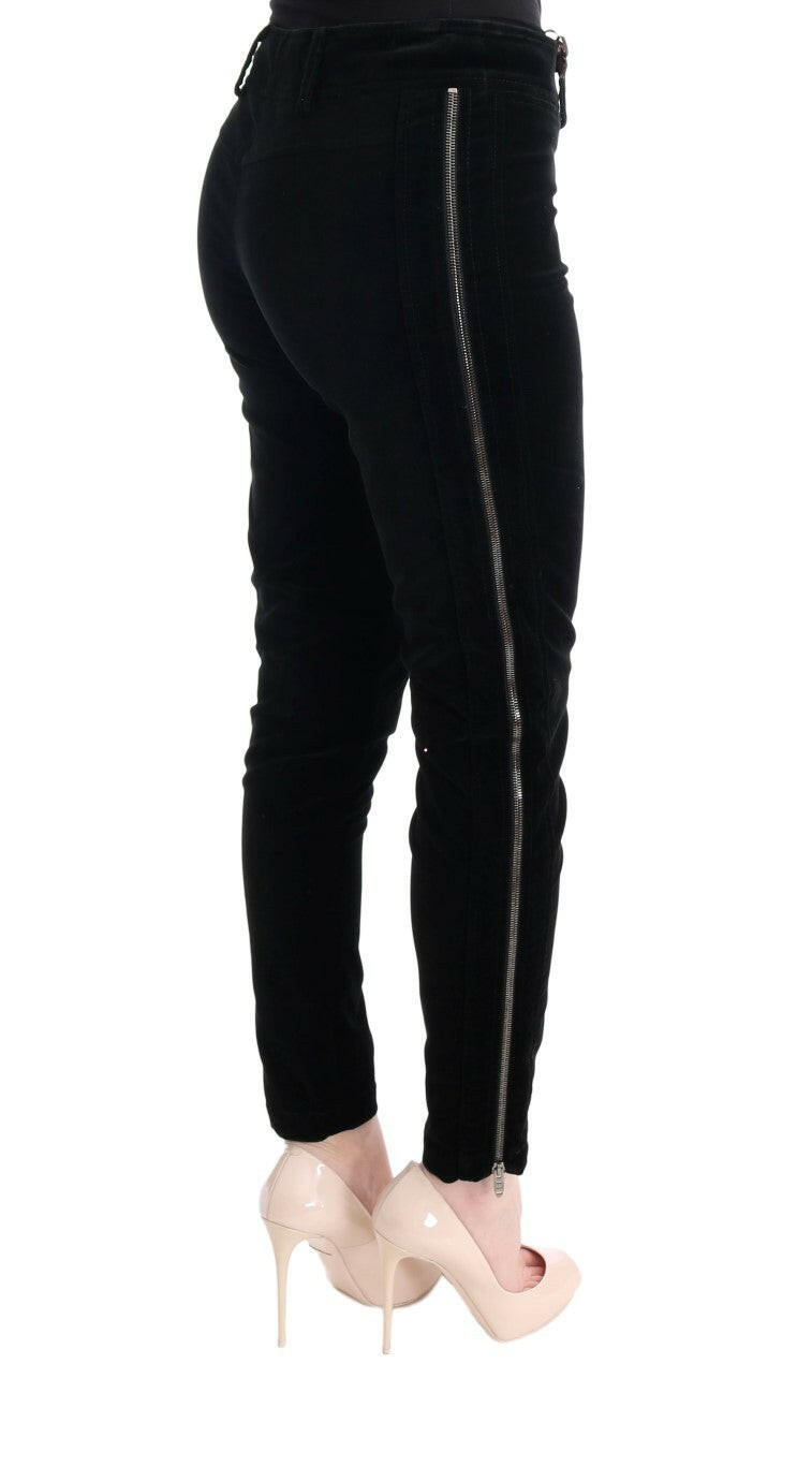 Ermanno Scervino Black Viscose Blend Velvet Cropped Pants -   -  Ermanno Scervino.