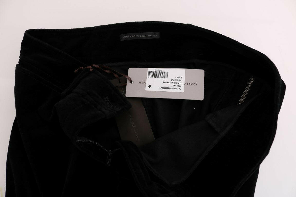 Ermanno Scervino Black Viscose Blend Velvet Cropped Pants -   -  Ermanno Scervino.