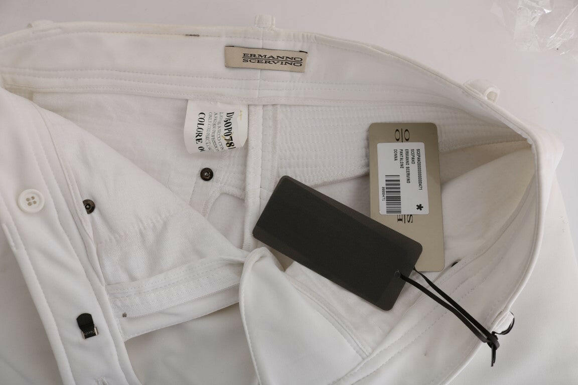 Ermanno Scervino White Cotton Slim Fit Casual Pants -   -  Ermanno Scervino.