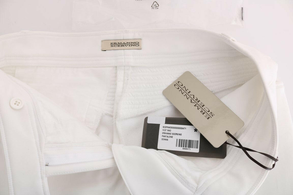 Ermanno Scervino White Cotton Slim Fit Casual Pants -   -  Ermanno Scervino.