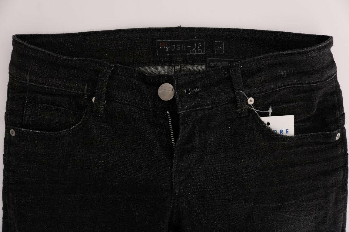 Acht Black Denim Cotton Bottoms Slim Fit Jeans -   -  Acht.
