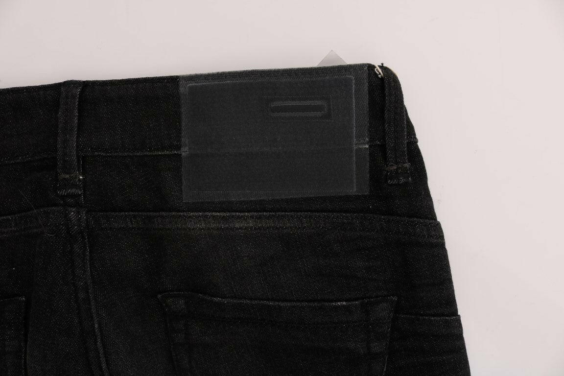 Acht Black Denim Cotton Bottoms Slim Fit Jeans -   -  Acht.