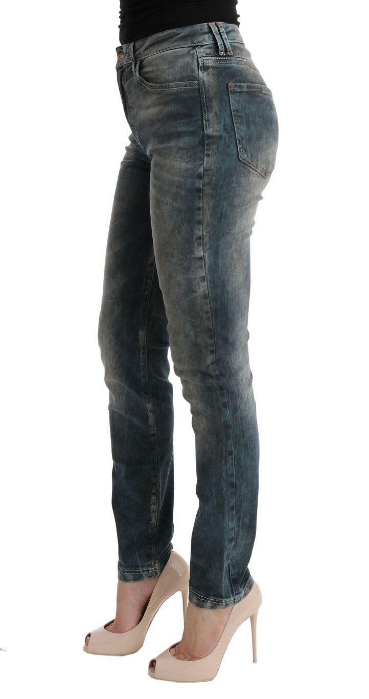 Cavalli Blue Wash Cotton Blend Slim Fit Jeans -   -  Cavalli.