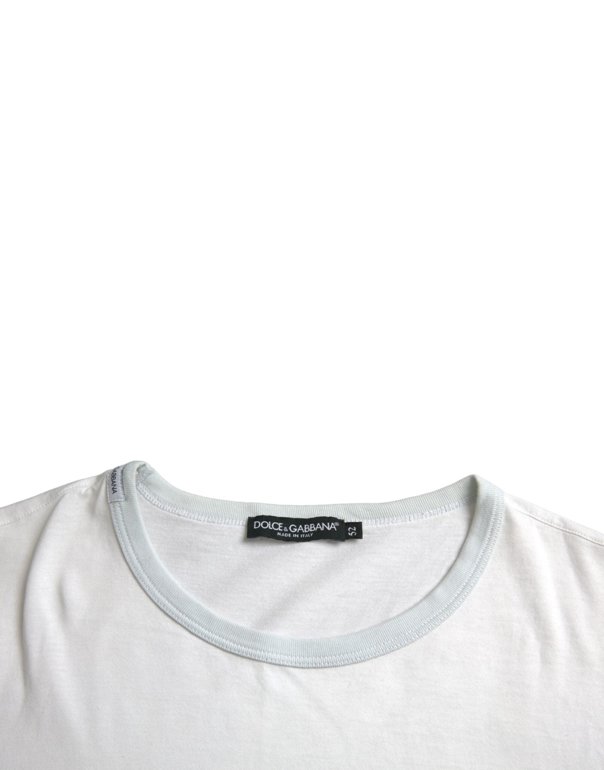 Dolce & Gabbana White Cotton Round Neck Short Sleeve T-shirt -   -  Dolce & Gabbana.