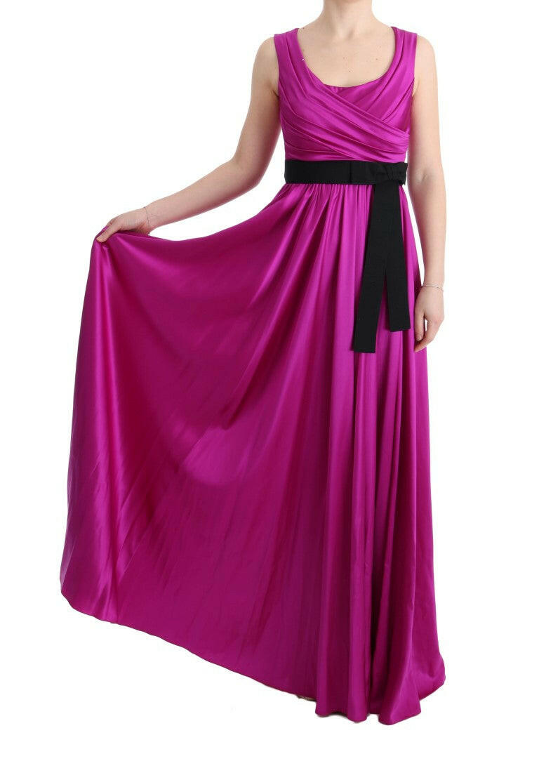 Dolce & Gabbana Pink Silk Stretch Shift Long Dress -   -  Dolce & Gabbana.