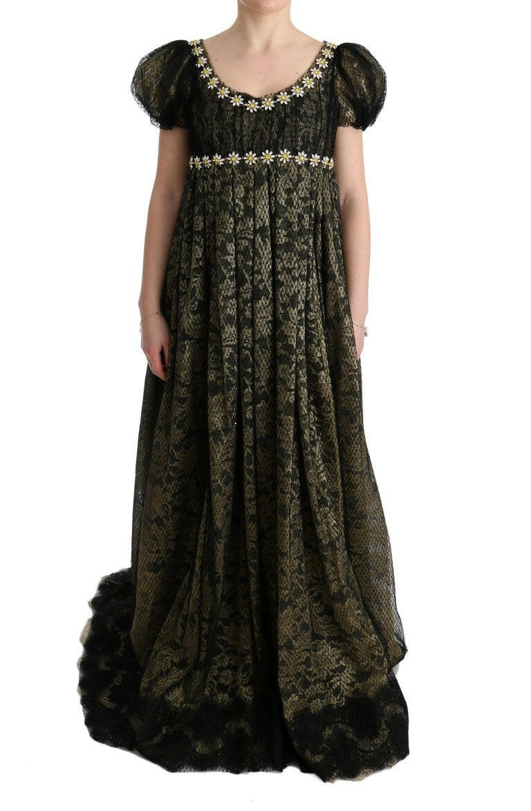 Dolce & Gabbana Black Yellow Crystal Lace Shift Dress -   -  Dolce & Gabbana.