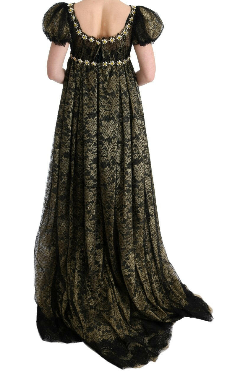 Dolce & Gabbana Black Yellow Crystal Lace Shift Dress -   -  Dolce & Gabbana.