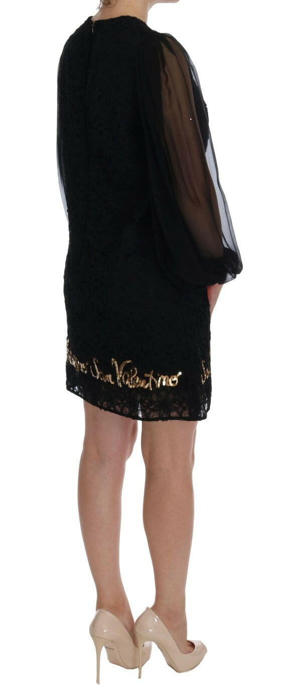 Dolce & Gabbana Black San Valentino Sequined Shift Dress -   -  Dolce & Gabbana.
