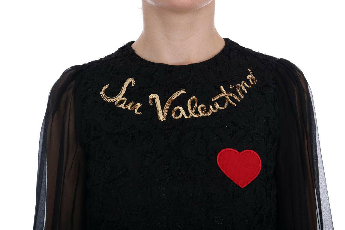 Dolce & Gabbana Black San Valentino Sequined Shift Dress -   -  Dolce & Gabbana.