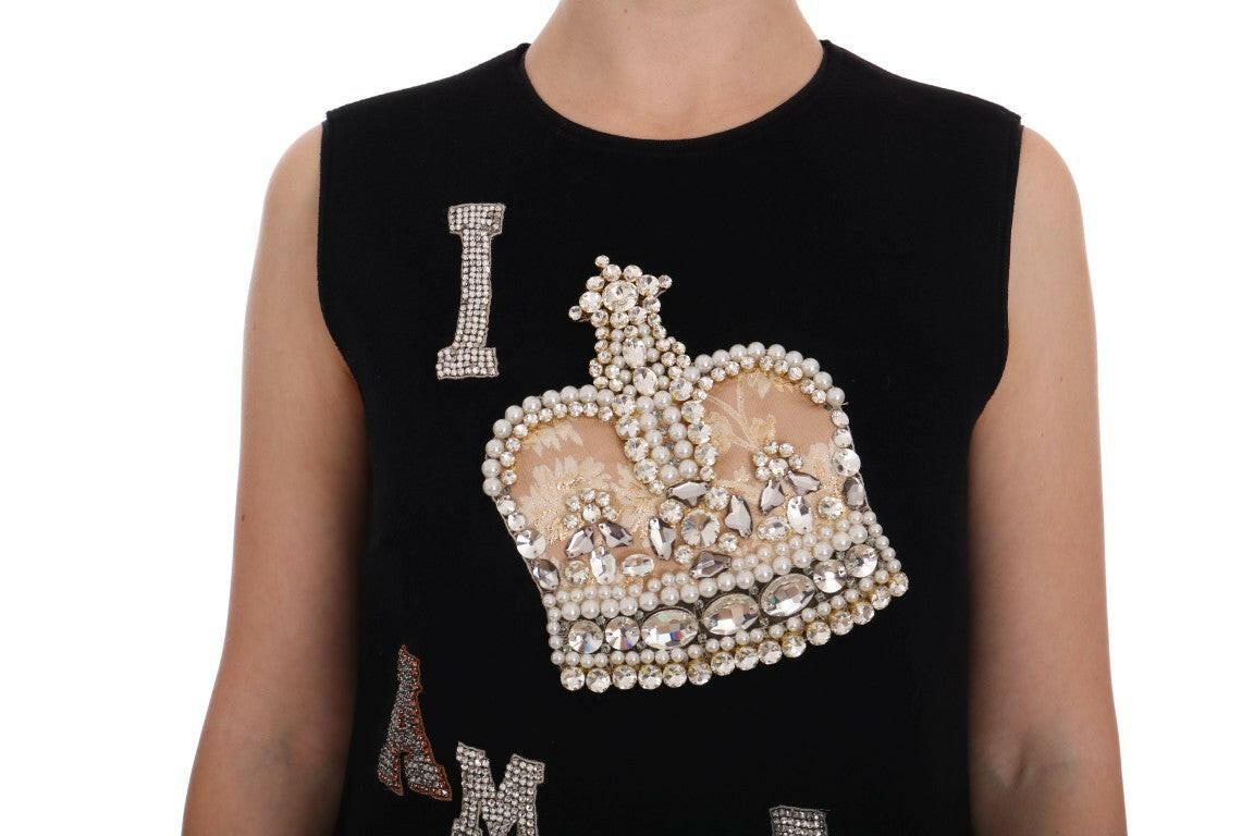 Dolce & Gabbana Black I AM A PRINCESS Crystal Shift Dress -   -  Dolce & Gabbana.