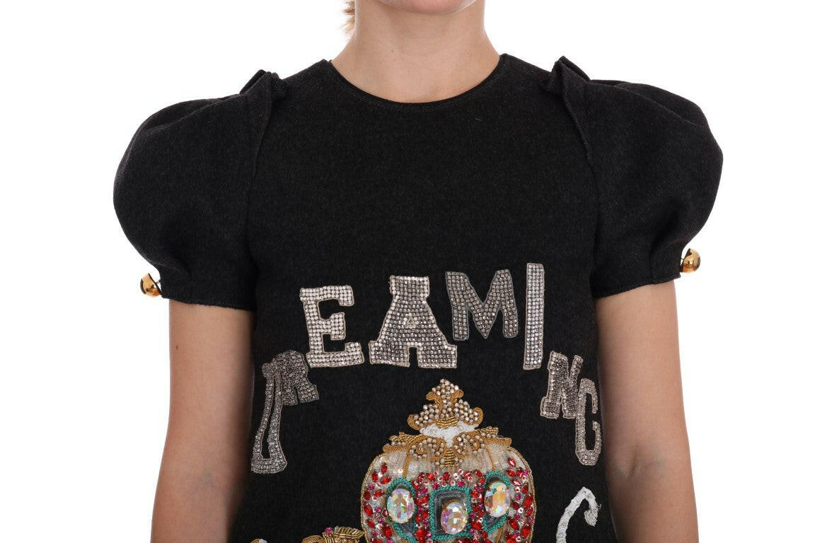 Dolce & Gabbana Gray Crystal "Dreaming of My Prince" Dress -   -  Dolce & Gabbana.