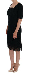 Dolce & Gabbana Black Floral Ricamo Sheath Dress -   -  Dolce & Gabbana.