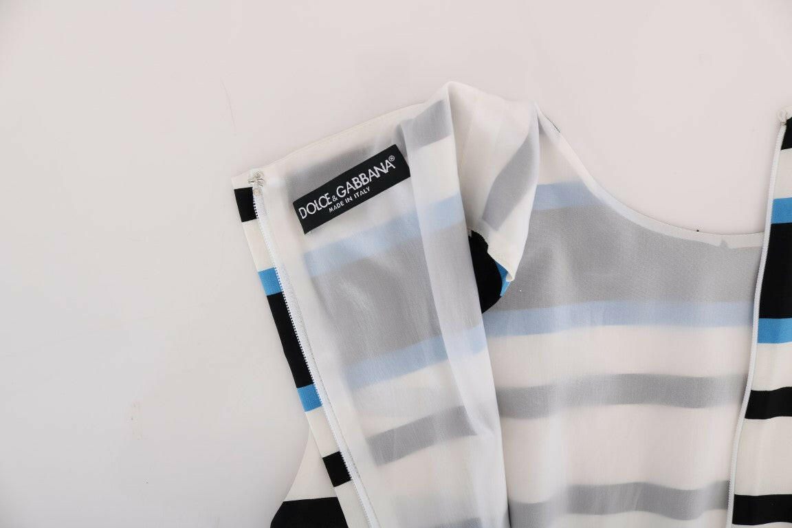 Dolce & Gabbana Blue White Striped Silk Stretch Shift Dress -   -  Dolce & Gabbana.
