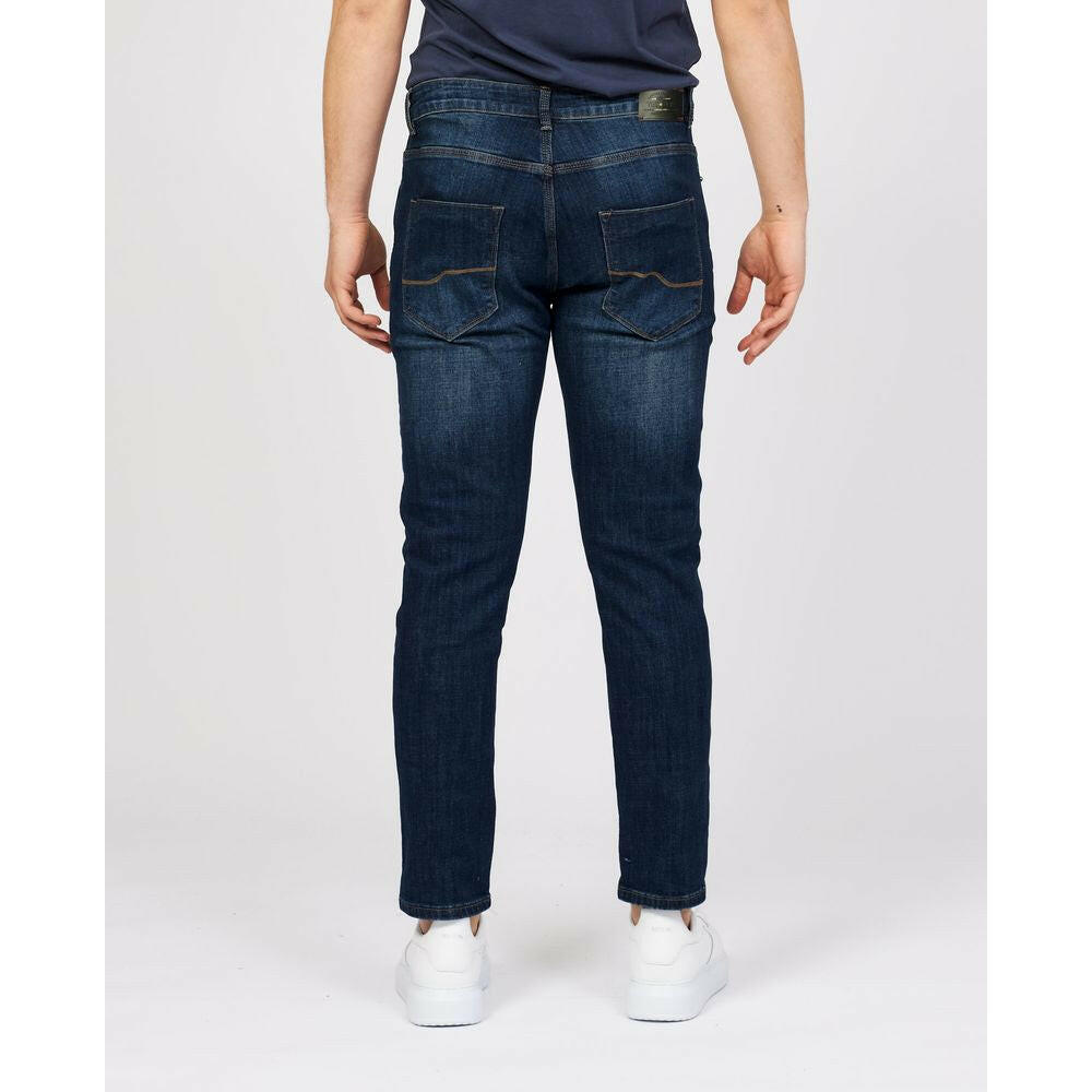 Yes Zee Sleek Blue Cotton Stretch Jeans -   -  Yes Zee.