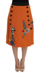Dolce & Gabbana Orange Wool Crystal Sequin Appliques Skirt -   -  Dolce & Gabbana.