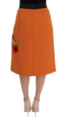 Dolce & Gabbana Orange Wool Crystal Sequin Appliques Skirt -   -  Dolce & Gabbana.