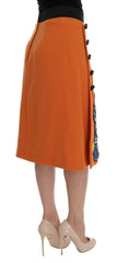Dolce & Gabbana Orange Wool Crystal Sequin Appliques Skirt -   -  Dolce & Gabbana.