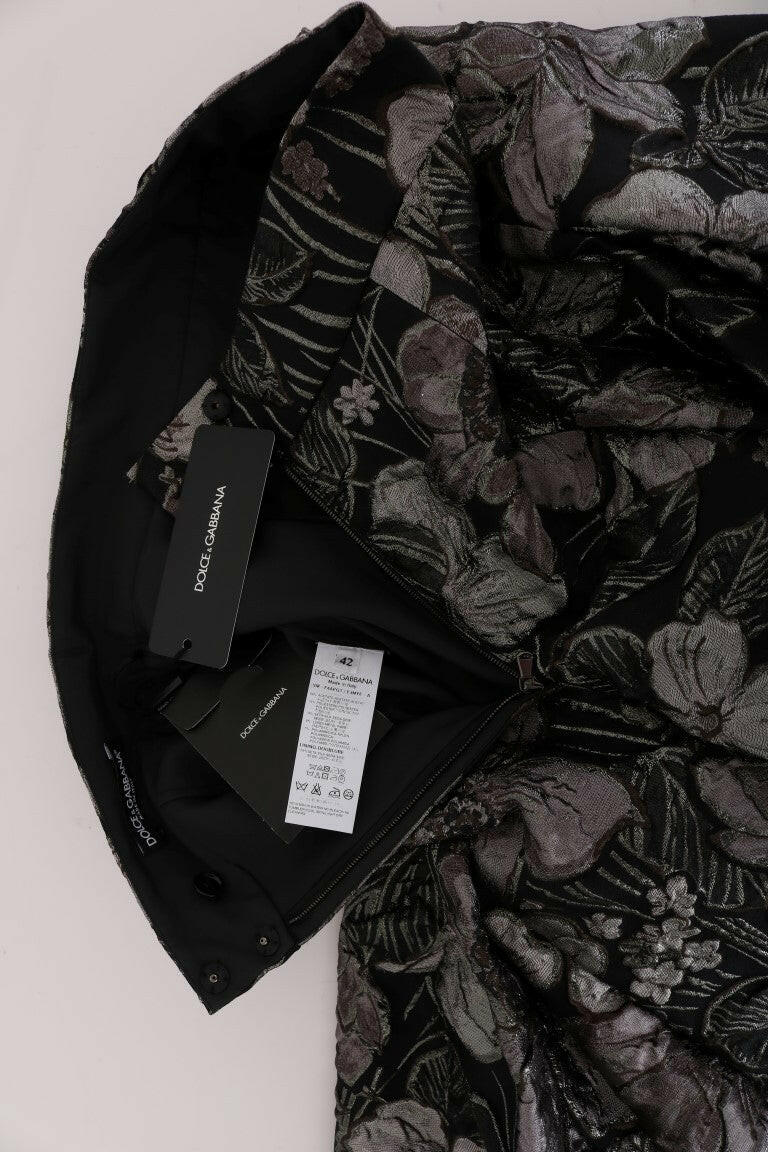 Dolce & Gabbana Black Silver Brocade Floral Skirt -   -  Dolce & Gabbana.