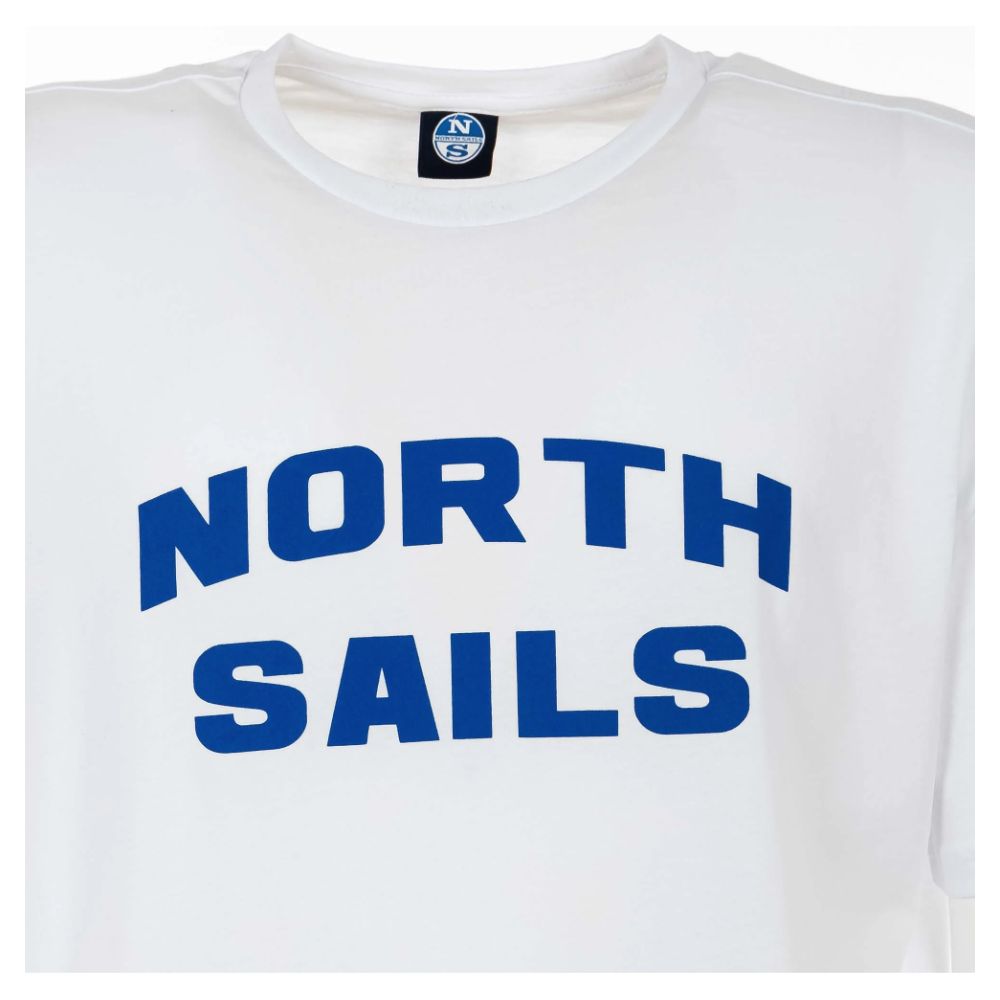 North Sails Elegant White Cotton Tee with Bold Blue Logo -   -  North Sails.